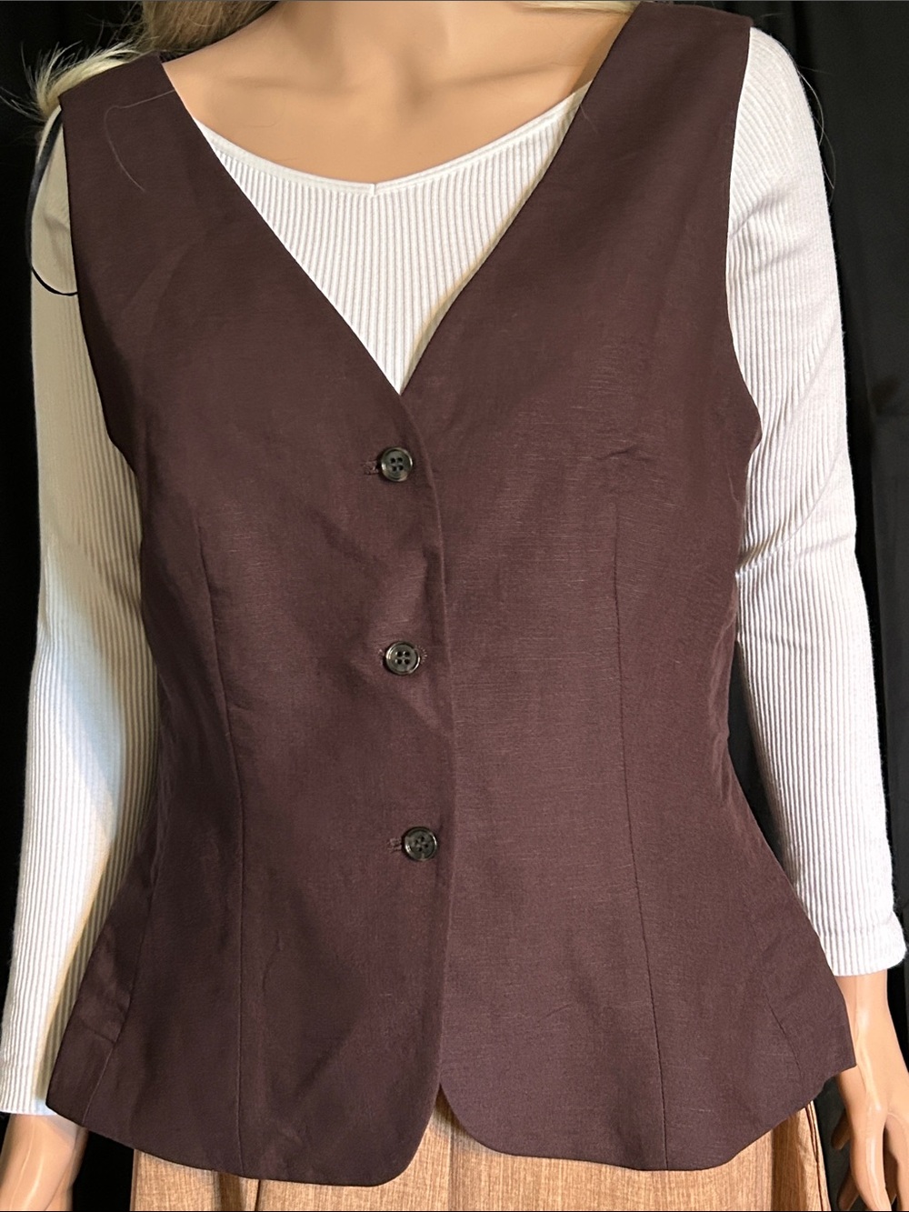 NWT H&M BROWN BUTTON UP VEST M